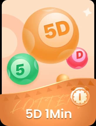 maan win lobby tile labelled 5D 1Min, showing an orange ball marked 5D, a green ball marked 5, a pink ball marked D and a one-minute timer icon