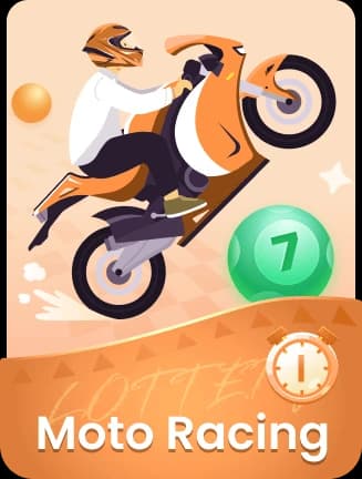 maan win lobby tile labelled Moto Racing, showing a helmeted rider doing a wheelie on an orange motorbike, a green ball numbered 7 and a stopwatch icon